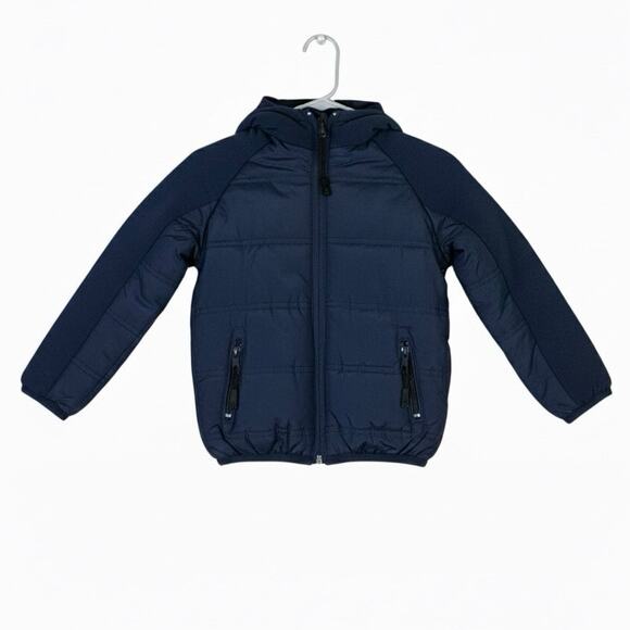 Avalanche Quilted Puffer Coat Kids 4T Navy Blue Hooded Insulated Winter - Picture 2 of 5